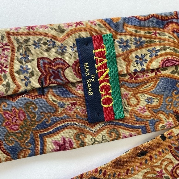 Vintage‎ Tango By Max Rabb 100% Cotton Paisley Patchwork Multi Color Men’s Tie - Picture 3 of 6